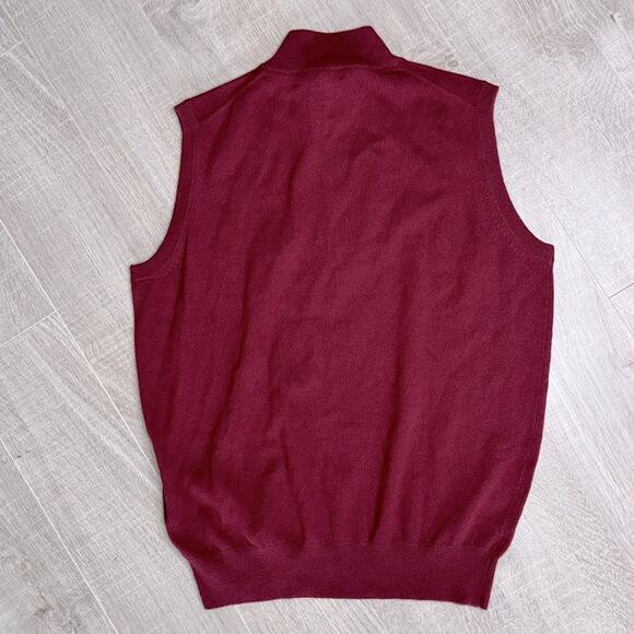 NWT PETER MILLAR Burgundy Cashmere 1/4 Zip Sleeveless Golf Sweater Vest Men’s - Picture 8 of 8